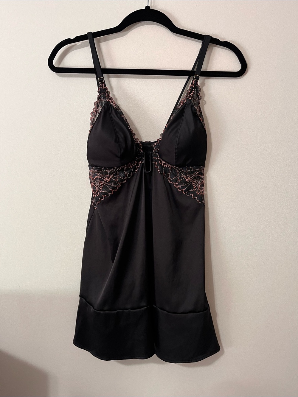 SEXY Satin & Lace Silky Black Lingerie Sleep Dress Auden Women’s Slip Sz S NWT